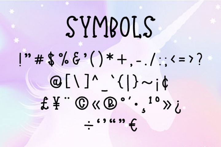 Free Jolly Unicorn Font Symbols