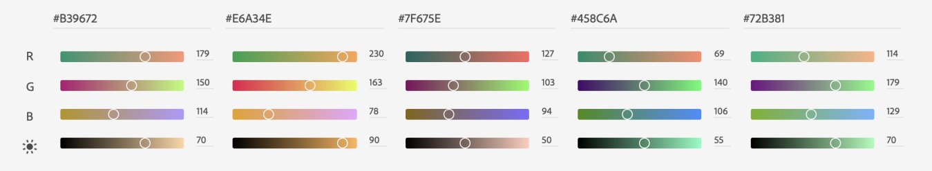 Adobe Colour Schemes created with the Adobe Colour Wheel