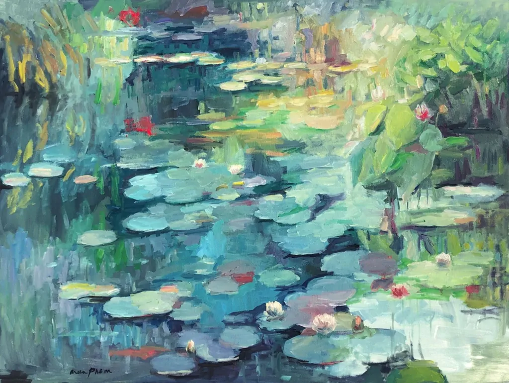 Arun Prem painting Lily Pond Sunrise