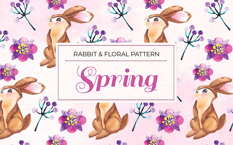 Free Rabbit and flowers pattern