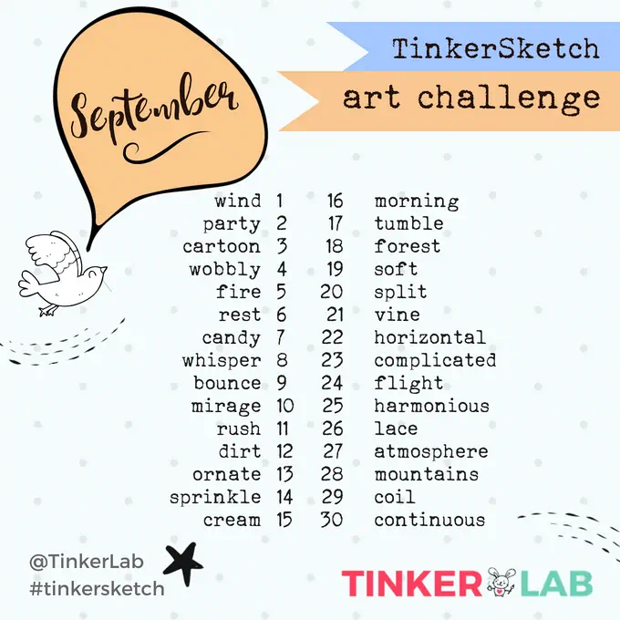 September Art Challenge TinkerLab Prompt List