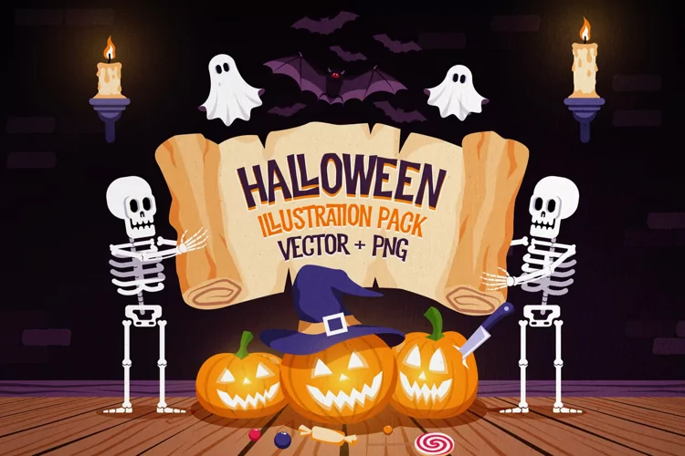 Halloween Illustrations Pack in Vector and PNG